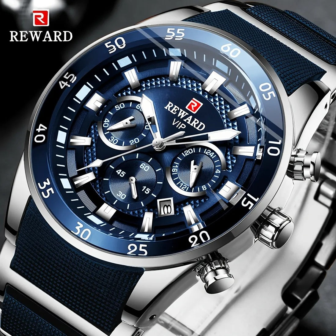 Reward VIP Men’s Watch – Silver and Blue Stainless Steel – Mahalti UAE
