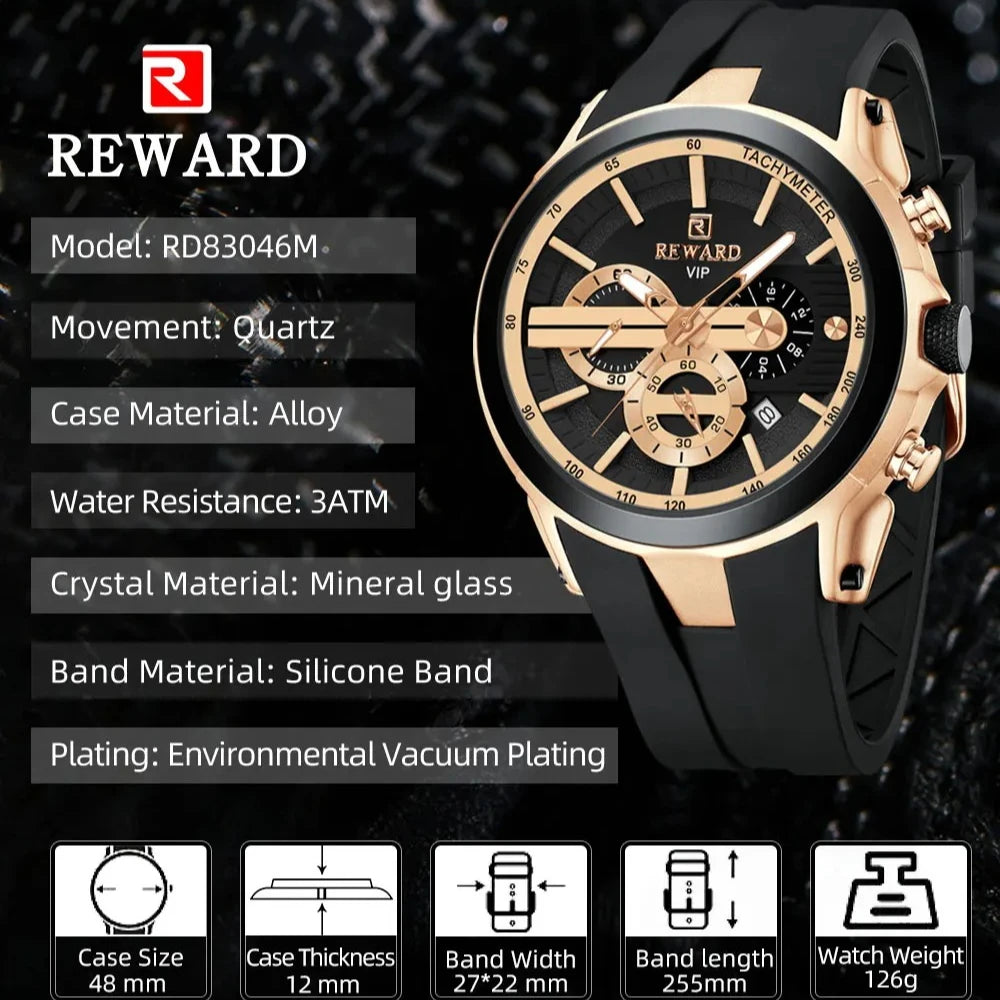 REWARD Men’s Chronograph Sports Watch with Silicone Strap – Model 83046