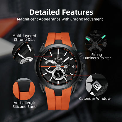 REWARD Men’s Chronograph Sports Watch with Silicone Strap – Model 83046