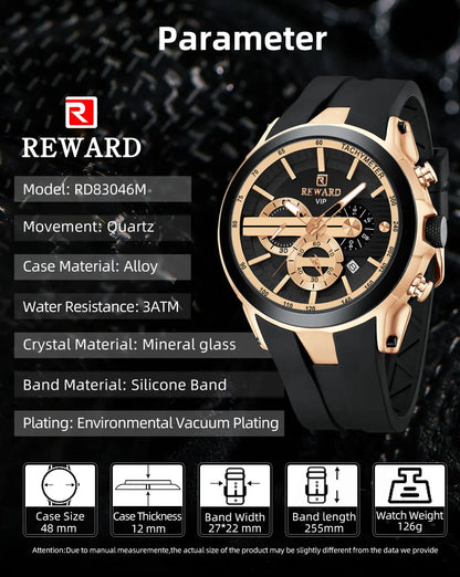 REWARD Men’s Chronograph Sports Watch with Silicone Strap – Model 83046