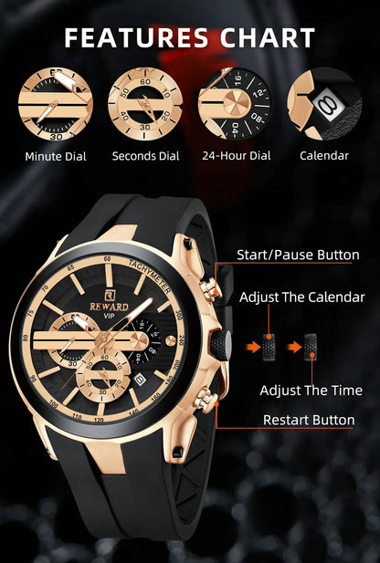 REWARD Men’s Chronograph Sports Watch with Silicone Strap – Model 83046