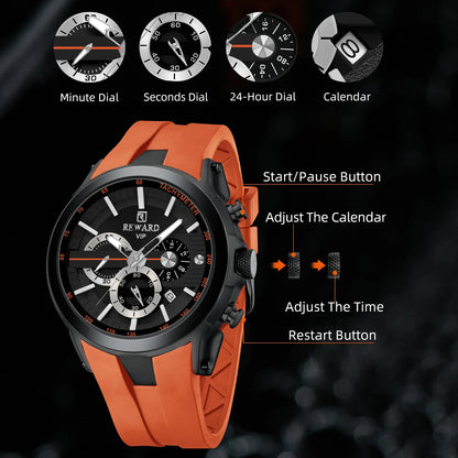 REWARD Men’s Chronograph Sports Watch with Silicone Strap – Model 83046