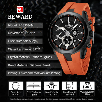 REWARD Men’s Chronograph Sports Watch with Silicone Strap – Model 83046