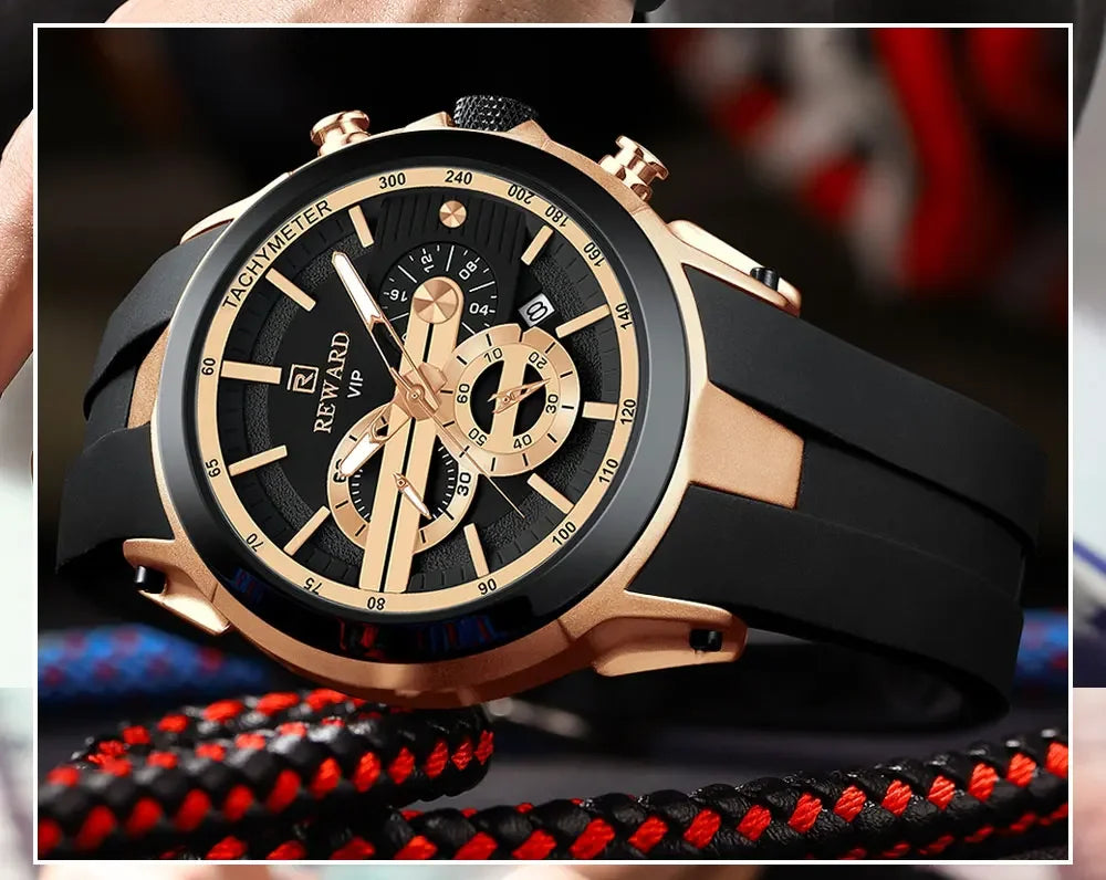 REWARD Men’s Chronograph Sports Watch with Silicone Strap – Model 83046