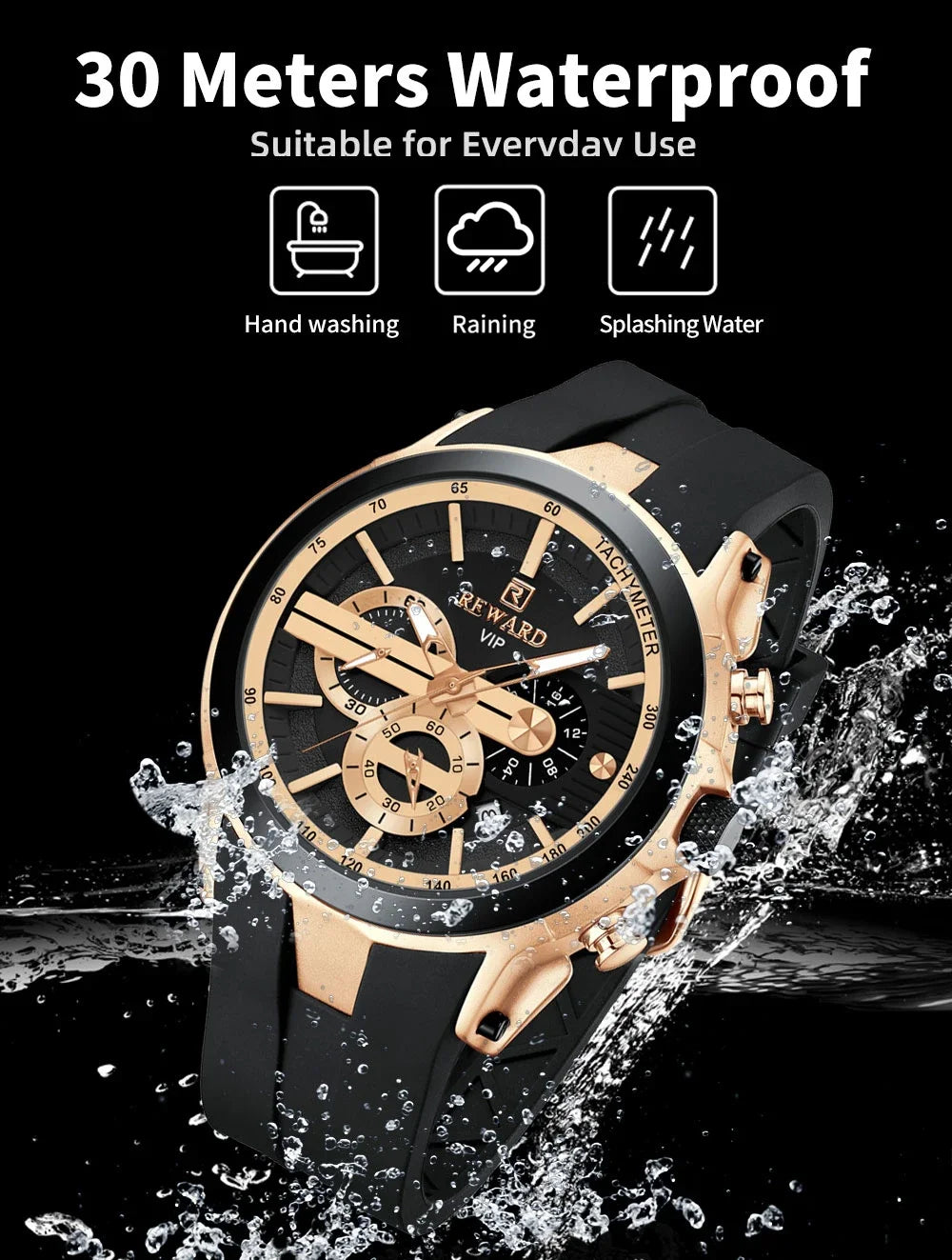 REWARD Men’s Chronograph Sports Watch with Silicone Strap – Model 83046