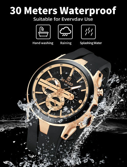 REWARD Men’s Chronograph Sports Watch with Silicone Strap – Model 83046