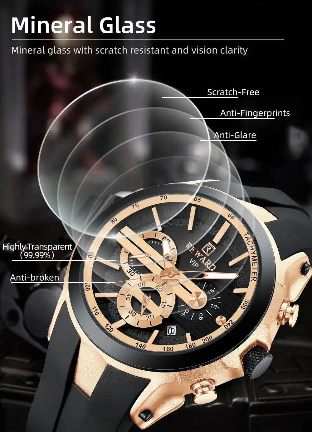 REWARD Men’s Chronograph Sports Watch with Silicone Strap – Model 83046