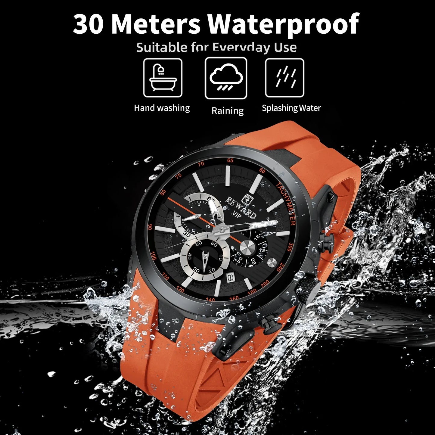 REWARD Men’s Chronograph Sports Watch with Silicone Strap – Model 83046