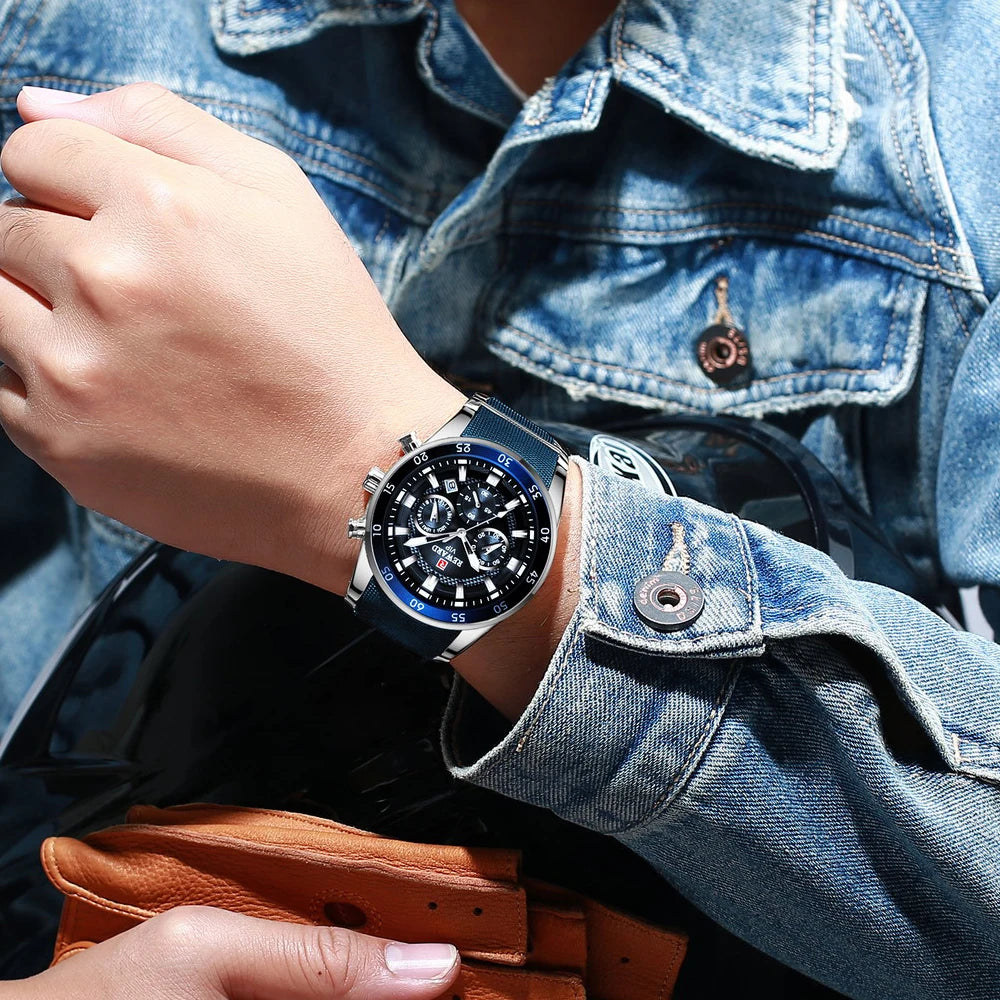 Reward VIP Men’s Watch – Silver and Blue Stainless Steel – Mahalti UAE