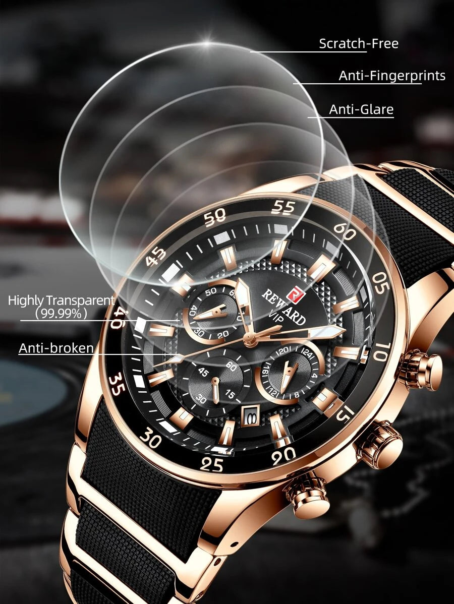 Reward VIP Men’s luxury Watch – Black and Gold Stainless Steel – Mahalti Qatar 